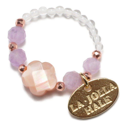 【闪耀如星尘】水晶 x 粉色贝壳 x 薰衣草紫水晶戒指