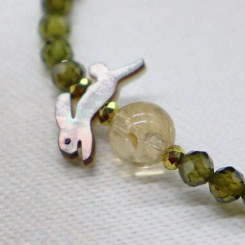 【Otsukimi Bracelet】ブラックシェル×シトリン×ジルコニア ブレスレット