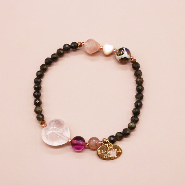 【对斋浦尔的渴望】玳瑁天珠 x 粉晶 x 粉色东陵玉手链