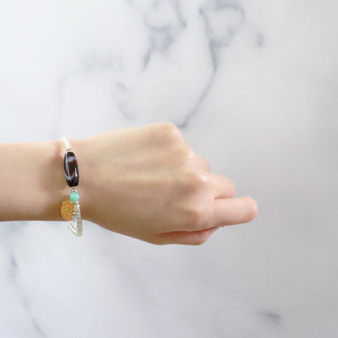 【ONLINE SHOP限定】【CLEAN UP】白蛇天珠×プレナイト×クリソプレーズ×グリーンガーネット ブレスレット