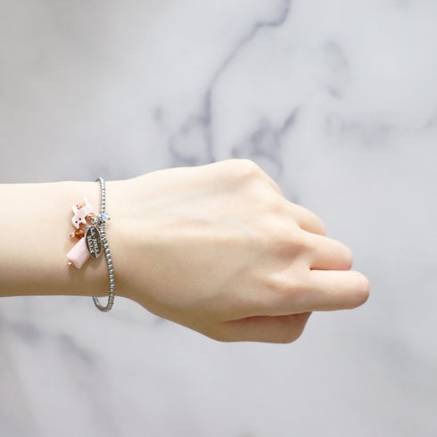 【Open the Jewelry Box!】オレンジガーネット×クィーンコンクシェル×ピンクシェル×シルバーヘマタイト ブレスレット