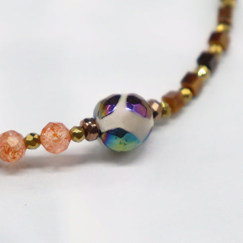 【美人鱼泪珠】玳瑁天珠 x 珍珠 x 日长石 x 虎眼石手链