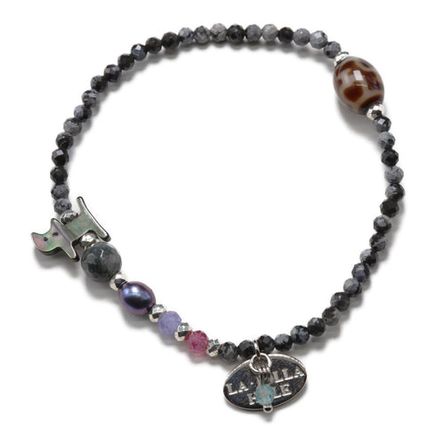 【Lovely Zoo】賽瓶天珠×ブラックシェル×スノーフレークオブシディアン ブレスレット