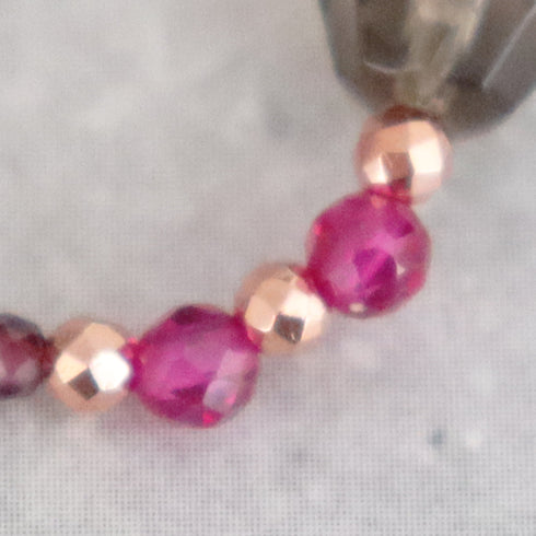 【Flames of Crimson】人工ルビー×スモーキークォーツ×ガーネット リング