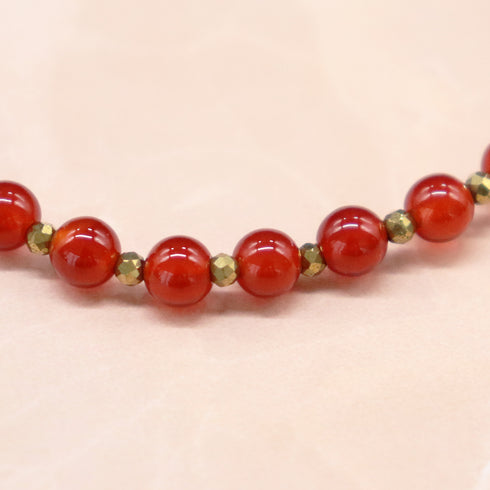 【Flames of Crimson】人工ルビー×カーネリアン×シトリン×カオリン ブレスレット