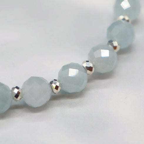 【Deep Sea Party】水紋天珠×アクアマリン×水晶×パール ブレスレット