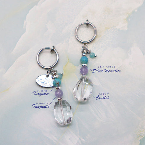 【Be Loved Turquoise】ターコイズ×水晶×タンザナイト イヤリング