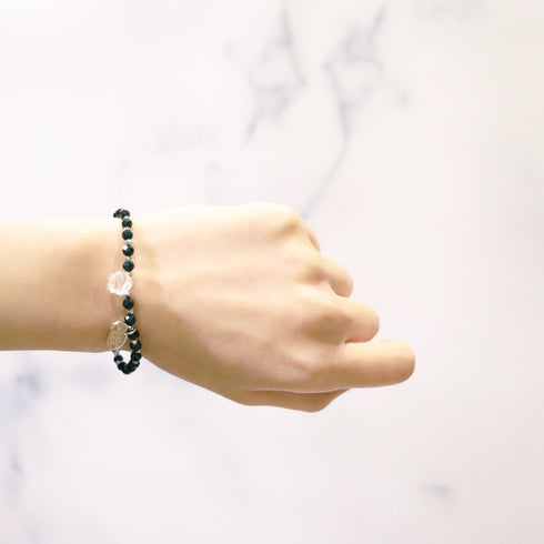 【Shining Like Stardust】水晶×オニキス ブレスレット