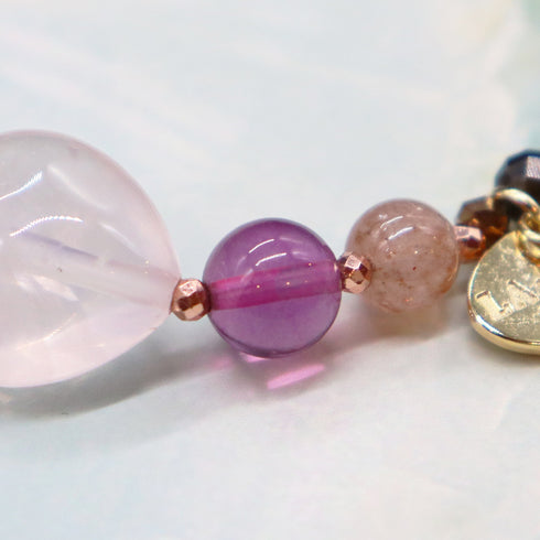 【Longing for Jaipur】亀甲天珠×ローズクォーツ×ピンクアベンチュリン ブレスレット