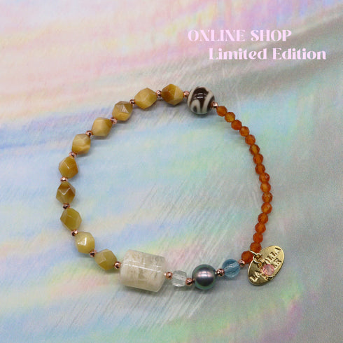 【ONLINE SHOP限定】【CLEAN UP】天地天珠×カーネリアン×セリサイトインクォーツ ブレスレット