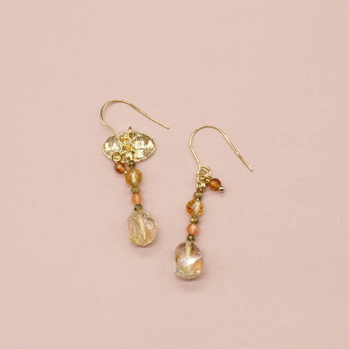 【Like a Honey Candy】シトリン×サンストーン ピアス
