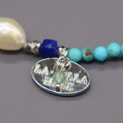 【Starry Sky Fragment】亀甲天珠×ラピスラズリ×ターコイズ×バロックパール ブレスレット