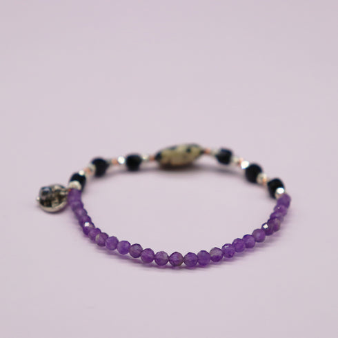 【Moon Lady Amethyst】アメシスト×ダルメシアンジャスパー×オニキス ブレスレット