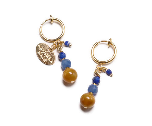 【Longing for Jaipur】ブルーアベンチュリン×タイガーアイ×ラピスラズリ イヤリング