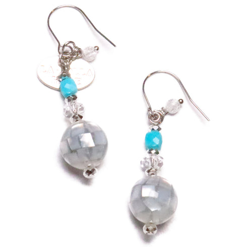 【Be Loved Turquoise】ターコイズ×プレスシェル×水晶 ピアス