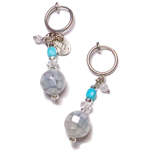 【Be Loved Turquoise】ターコイズ×プレスシェル×水晶 イヤリング