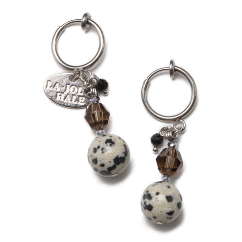 【・MA・YO・KE・】スモーキークォーツ×ダルメシアンジャスパー イヤリング