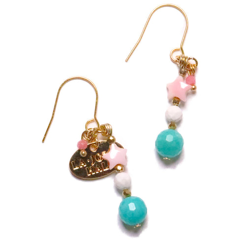 クィーンコンクシェル×アマゾナイト×マグネサイト ピアス