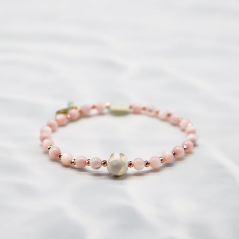 【Lovely Zoo】水紋天珠×マザーオブパール ブレスレット