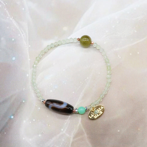 【ONLINE SHOP限定】【CLEAN UP】白蛇天珠×プレナイト×クリソプレーズ×グリーンガーネット ブレスレット