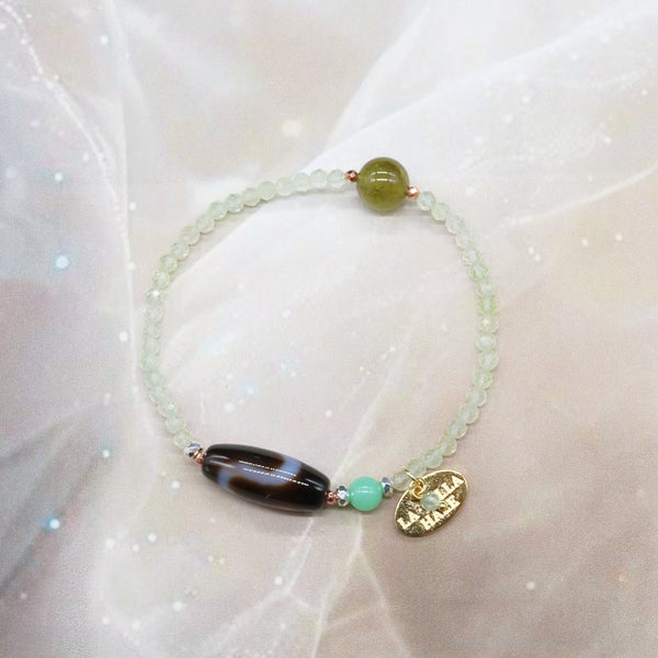 【ONLINE SHOP限定】【CLEAN UP】白蛇天珠×プレナイト×クリソプレーズ×グリーンガーネット ブレスレット