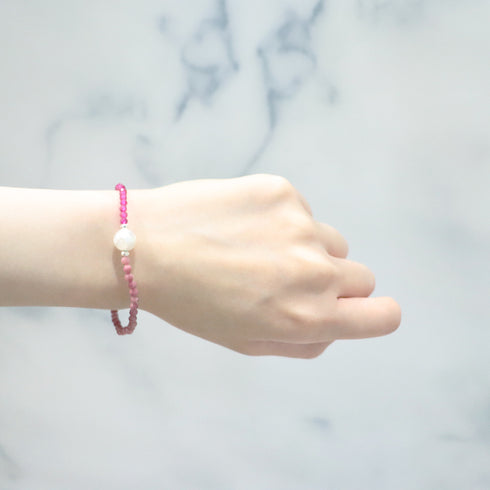 【绯红之焰】玳瑁天珠、人造红宝石、蛭石囊肿、珍珠母贝手链