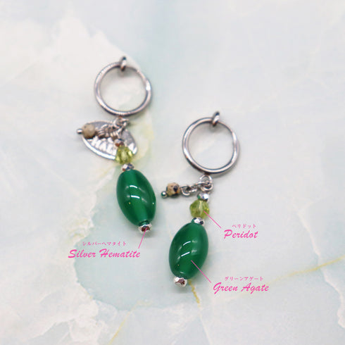 【绿光阳光】橄榄石 x 绿玛瑙耳环