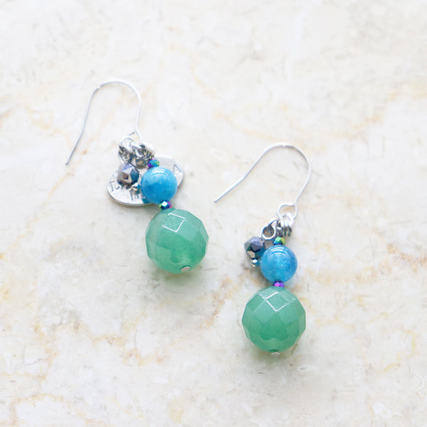 Green aventurine and apatite earrings