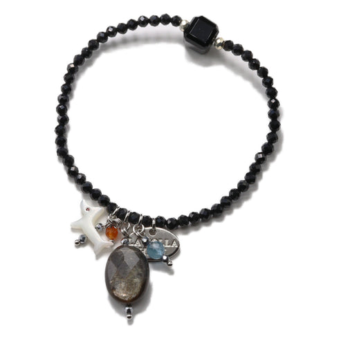 【Lovely Zoo】マザーオブパール×オニキス×モスコバイト×アクアマリン ブレスレット