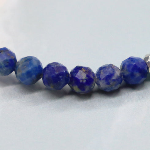 【Starry Sky Fragment】水紋天珠×ラピスラズリ×ジルコニア×水晶 ブレスレット