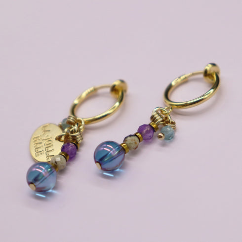 【Moon Lady Amethyst】アメシスト×ダルメシアンジャスパー×コスモオーラ イヤリング