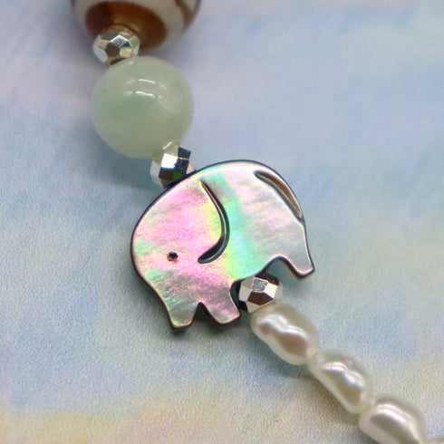 【ONLINE SHOP限定】【CLEAN UP】天地天珠×グリーンアゲート×ロードナイトシリカ ブレスレット