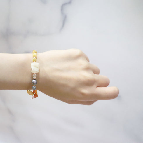 【ONLINE SHOP限定】【CLEAN UP】天地天珠×カーネリアン×セリサイトインクォーツ ブレスレット