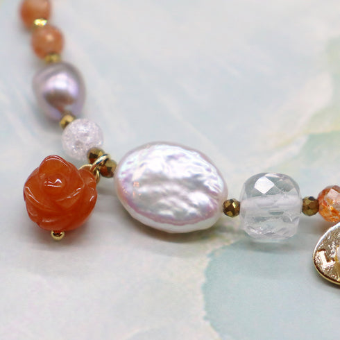 【ONLINE SHOP限定】【Longing for Jaipur】虎牙天珠×オレンジヘマタイト×レッドアンバー ブレスレット