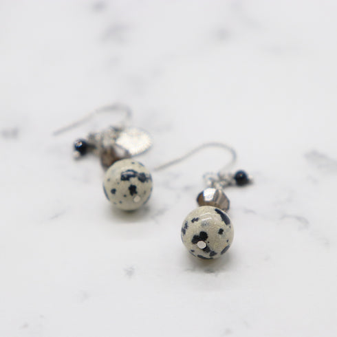 【・MA・YO・KE・】スモーキークォーツ×ダルメシアンジャスパー ピアス