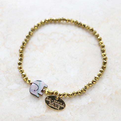 【Lovely Zoo】ブラックシェル×ゴールドヘマタイト ブレスレット