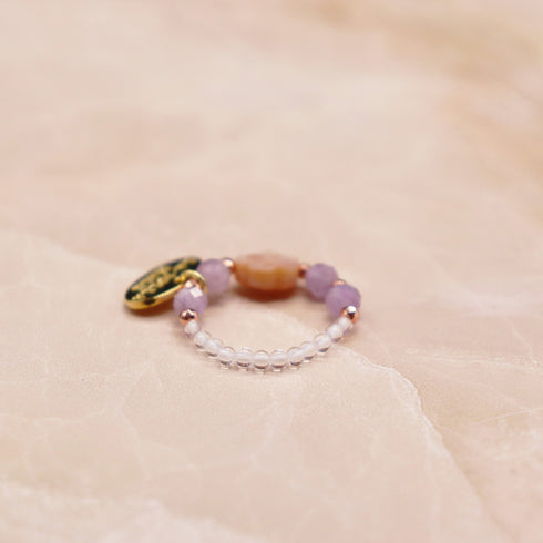 【闪耀如星尘】水晶 x 粉色贝壳 x 薰衣草紫水晶戒指