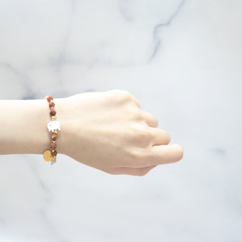 【Longing for Jaipur】オレンジアベンチュリン×ゴールドストーン×マザーオブパール ブレスレット