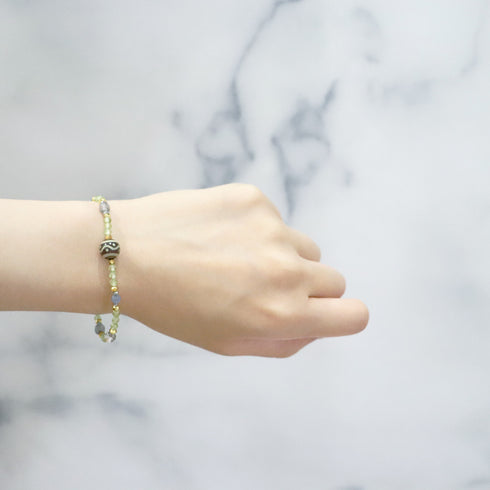 【ONLINE SHOP限定】【Green Light Sunshine】三眼天珠×ペリドット×パール ブレスレット