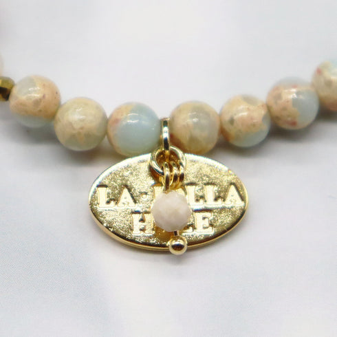 【Mermaid Teardrops】水紋天珠×パール×カオリン ブレスレット