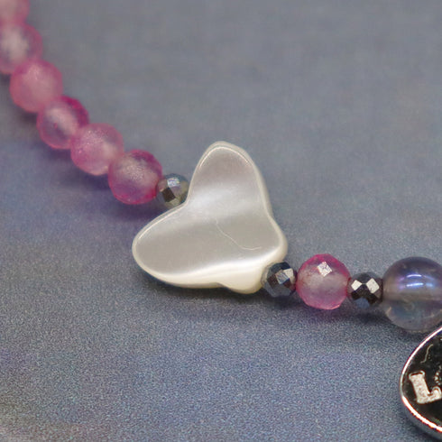 【粉色!粉色!粉色!】珍珠母贝、粉色托帕石和薰衣草色水蓝色光环手链