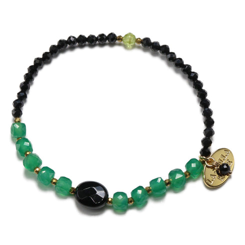 【绿光阳光】橄榄石 x 绿玛瑙 x 缟玛瑙手链