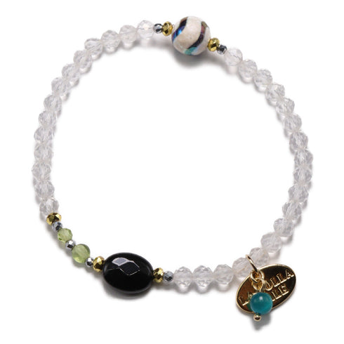 【绿光阳光】水波纹天珠 x 橄榄石 x 缟玛瑙 x 水晶手链