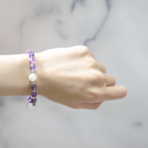 【Moon Lady Amethyst】亀甲天珠×アメシスト×フォスフォシデライト ブレスレット