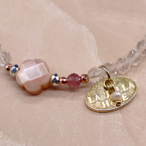 【闪耀如星尘】水晶×粉色贝壳×粉色蓝宝石手链