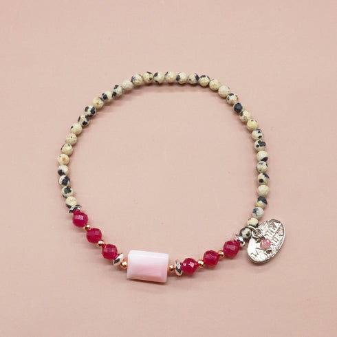 【绯红之焰】合成红宝石 x 海螺壳 x 达尔马提亚碧玉手链