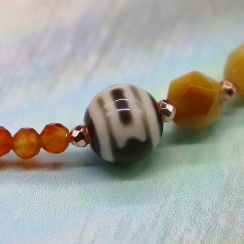 【ONLINE SHOP限定】【CLEAN UP】天地天珠×カーネリアン×セリサイトインクォーツ ブレスレット