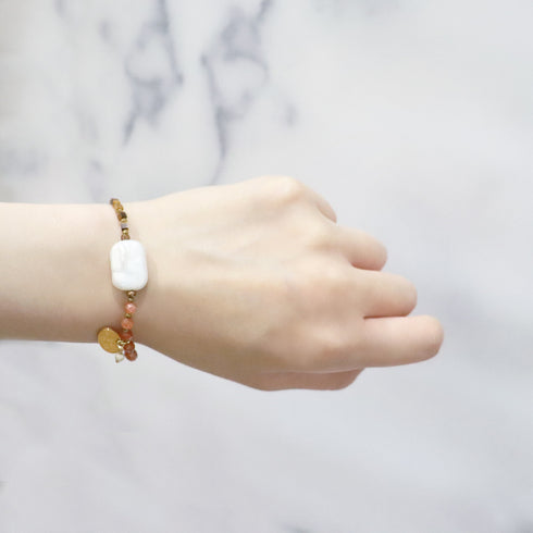 【美人鱼泪珠】玳瑁天珠 x 珍珠 x 日长石 x 虎眼石手链