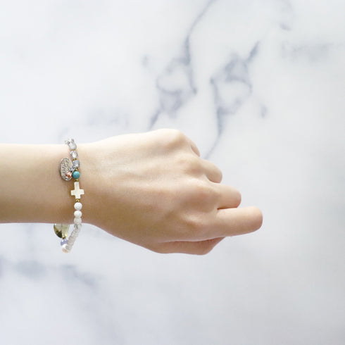 【Be Loved Turquoise】ターコイズ×ビアクォーツ×タンザナイト×パール×ラブラドライト ブレスレット