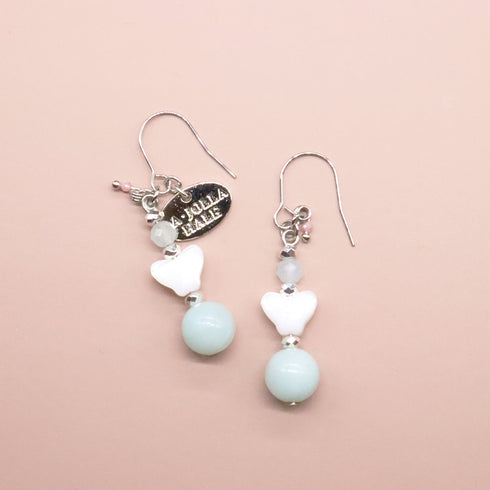 【Deep Sea Party】アクアマリン×マザーオブパール×アマゾナイト ピアス